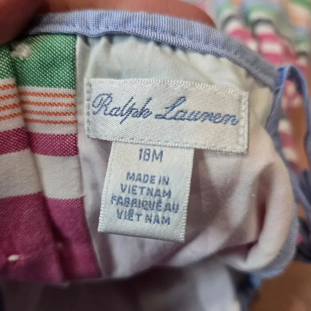 Ralph Lauren Striped Fit and Flare Spring Summer Dress Pink‎ Baby Girl 18 Month